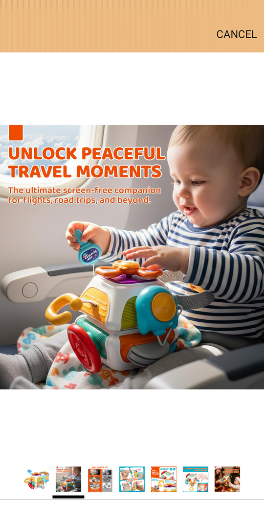 10-in-1 Montessori Busy Board for 1 Year Old - Toddler Toys 1-2 Years with Car Steering Wheel & Keys, Car Travel Toys for Toddlers 1-3, Sensory Activity Cube, Birthday Gifts Baby Boys Girls