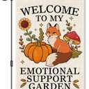 Welcome to My Emotional Support Garden Flag, Cute Fox Fall Pumpkin Yard Decor, Kindness Community Welcome Yard Home Holiday Farmhouse Outdoor Decor, Thanksgiving Flag Gifts for Fox Lovers