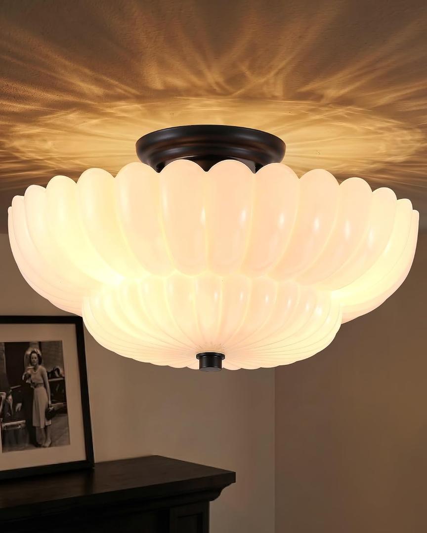 Semi Flush Mount Ceiling Light 14" Vinatge Black Hallway Lights