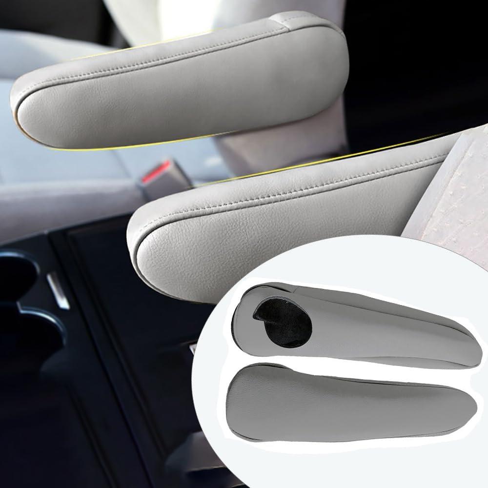 DSkoiph Front Seat Armrest Cover Leather Synthetic 1 pair Compatible with Toyota Sienna 2011 2012 2013 2014 2015 2016 2017 Gray Leather Part Only