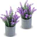 CADNLY Artificial Lavender Plant in Pots - Faux Lavender Flowers Decor  Fake Flowers Purple Decor Plant Potted Bathroom Bedroom Kitchen Farmhouse Home 2 Pack