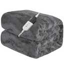 VIPBED Heated Blanket Twin Size, Warm Soft Faux Rabbit Fur Electric Blanket with 6 Heating Levels & 10 Hours Auto-Off, Fast Heating & Over-Heat Protection, Machine Washable - Grey, 62”x 84”