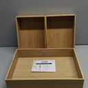 3-Piece Large Bamboo Storage Box Set, 3.1 in High Stackable Deep-Drawer Organizer for Kitchen Cutlery, Cookware, Utensils & Knives, Exquisite Durable Lidless Wooden Bin (14.6"x10.2"*1+10.2"x7.3"*2)