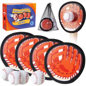 Playzap Toss and Catch Ball Set Ultra Soft Fabric Pain-Free - Valentine Gift for Toddlers Kids Boys Girls 2-4 5-7 8-13+ Yrs - Baseball Glove Toy Indoor Outdoor Yard Game & Beach/Pool Toy Set 4 Pack