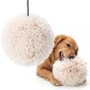 2 Pcs Plush Ball Dog Toy 8 Inch Silent Squeak Fuzzy Round Ball Dog Toy Soft Fleece Stuffed Plush for Small Medium Breeds Teething Chewing Interactive Fetch Play