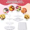 12-Pack Dessert Table Display Set, 6 Cupcake Stands and 6 Dessert Trays, Plastic Dessert Display Stands and Cake Stand, Treat Table Displays Set for Wedding, Baby Shower, Tea Party (White)