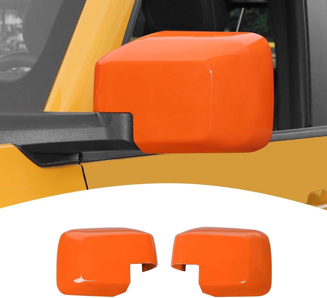 for Bronco Side Mirror Cover Trim Orange for Ford Bronco 2021 2022 2023 Orange Exterior Accessories 2pcs (for Mirror Without Light & Not for Sport)