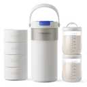 Portable Breast Milk Cooler, 4 Ice Rings, 360Cooling with Vacuum Lid, Safe Chill for 30H+, 22oz Large Capacity with 2 Bottles, Rapid Chill to 40, Extra Wide Opening, Ideal for Work & Travel, White