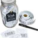 Top Shelf 50th Birthday Wish Jar With 100 Tickets, Pen, and Decorative Lid