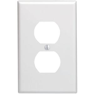 Leviton 1-Gang Duplex Device Receptacle Wallplate, Midway Size, Thermoset, Device Mount, 80503-W, White
