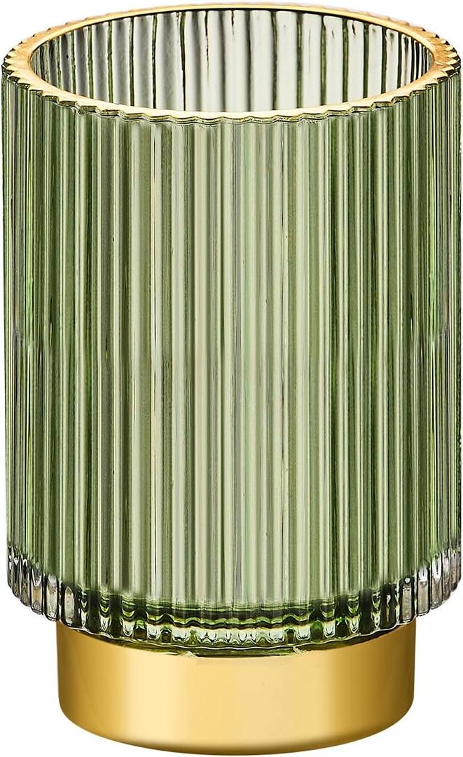 Makeup Brush Holder Organizer,Toothbrush Holders,Desk Pen Pencil Holder,Multifunctional Vintage Glass Brush CupL/Green/A3-6-US (Large)