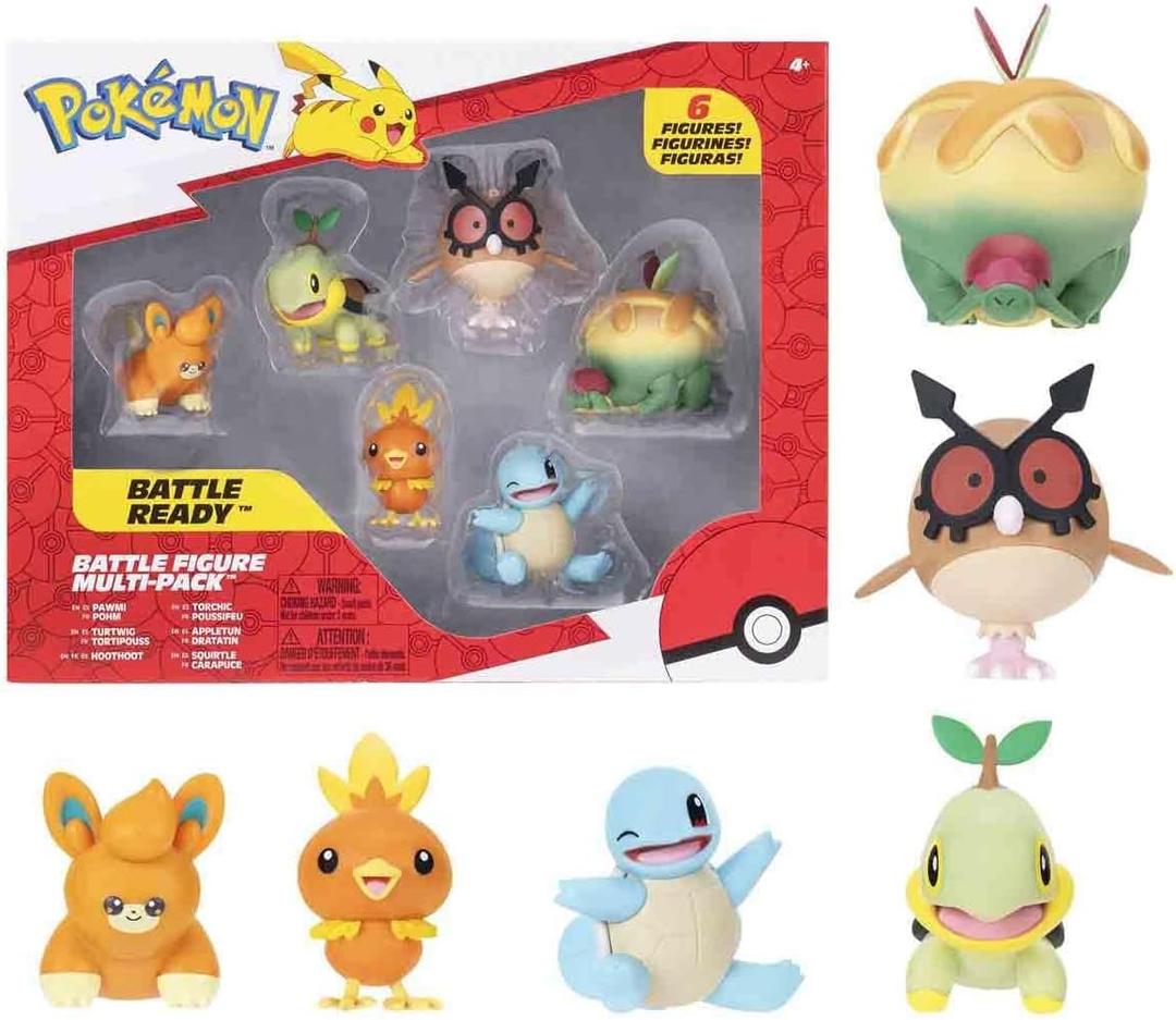 Pokmon Battle Figure Multipack (6PK: 2" Pawmi, Squirtle #2, Torchic, Turtwig, Hoothoot, Appltun) W9