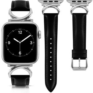 Leather Band Compatible with Apple Watch Bands for Women, Dressy Designer Strap with C-Shape Metal Buckle for iWatch, Size: 38/40/41/42mm(Series 10)