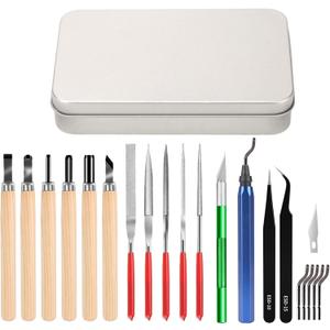 25pcs Precisio with Deburring Tool, Craft Knife,hand File,Carving Knife Suitable for sanding, carving, modeling, cutting, scraping,3D Printing Deburring kit