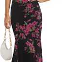 MEROKEETY Women's Summer Strapless Floral Maxi Dress 2026 Bodycon Mesh Wedding Guest Cocktail Party Tube Dresses (Black, L)