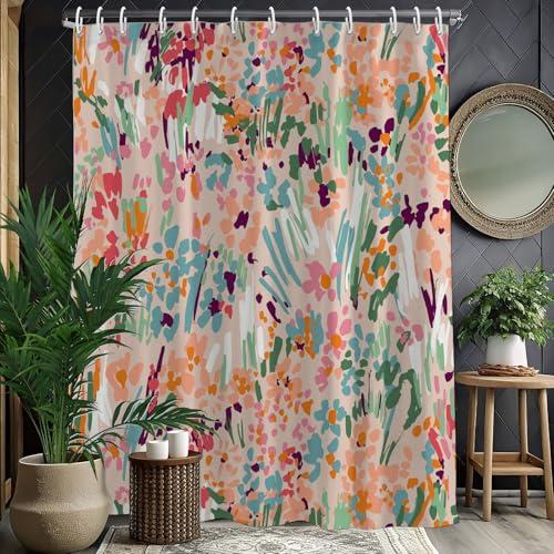 KAIRA Bright and Cheerful Floral Shower Curtain,Vibrant Flower Design, 72"x72" Waterproof Polyester Fabric, Includes Hooks