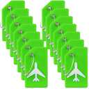 14 Pack Silicone Luggage Tag for Suitcases with Stainless Loop, TSA Approved, Privacy Protection Travel Essentials Bag Tags by Gostwo, Green