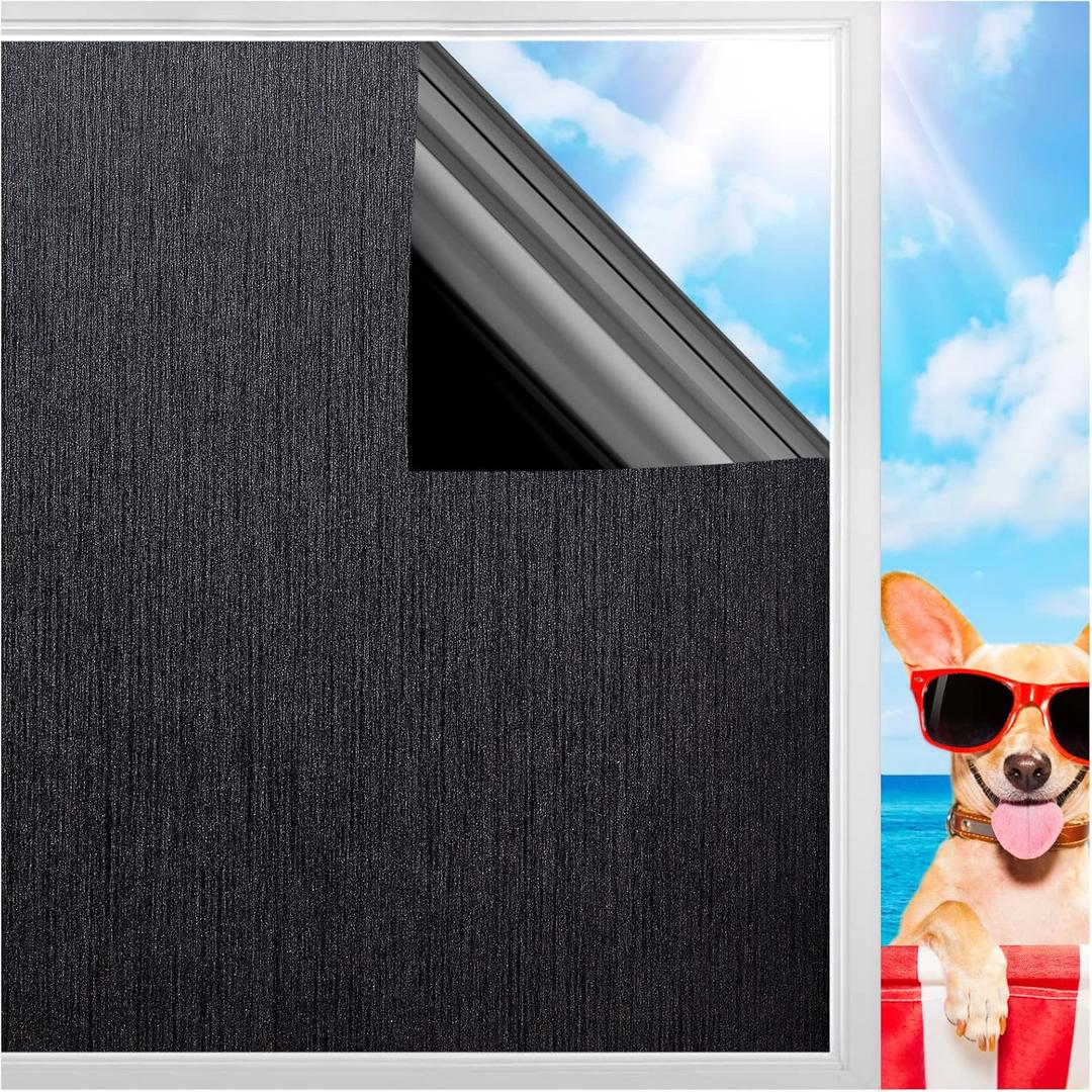Coavas Blackout Window Film: 100% Black Out Thermal Window Tint for Glass, Sun Blocking Privacy - No Glue, 23.6 x 78.7 Inch
