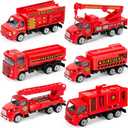 6 Pack Diecast Fire Truck Toy, Mini Fire Trucks for Toddlers 3-5, Kids Fire Engine Emergency Vehicles Set for Boys Girls Age 3 4 5 6 7 Years Old Party Favors & Goodie Bags Stuffers