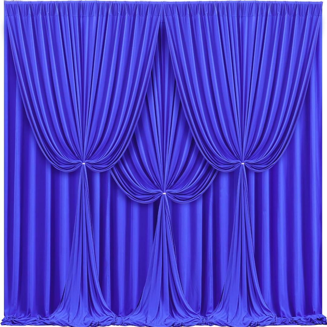 24x10FT Black Backdrop Curtains for Wedding Parties, Wrinkle Free Polyester Photography Backdrop Drapes for Wedding Baby Shower Birthday Parties Stage Background Stand Decorations 4x10ft,6 Panels (Royal Blue)