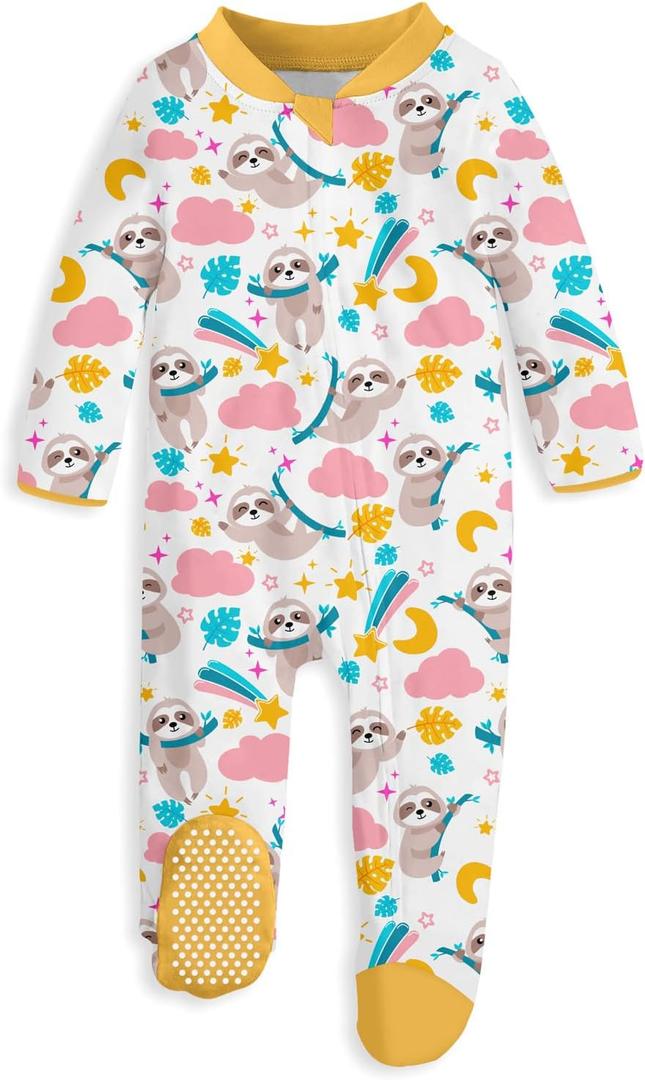 UNIFACO Baby Girls Boys Footed Pajamas One-Piece Sleeper Snug Fit Sleep and Play Zip Front Footie Romper 0-12 Month