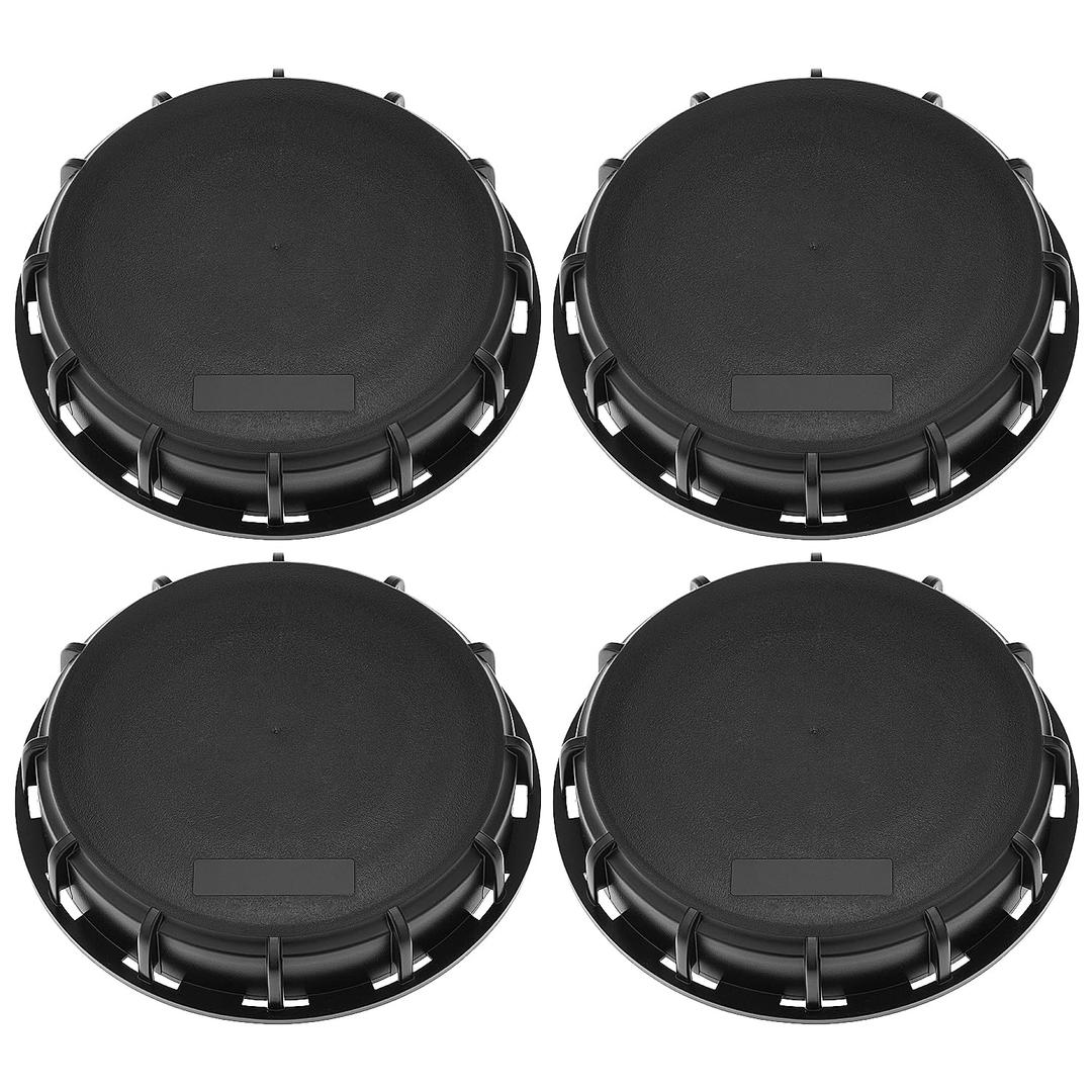 QWORK 6" Solid Cap W/Gasket for IBC Tote, IBC Tote Water Tank Cover, 4 Pack Leak-Proof Design Plastic IBC Tank Adapter Storage Cap for Chemical Food and Industrial Storage, Black