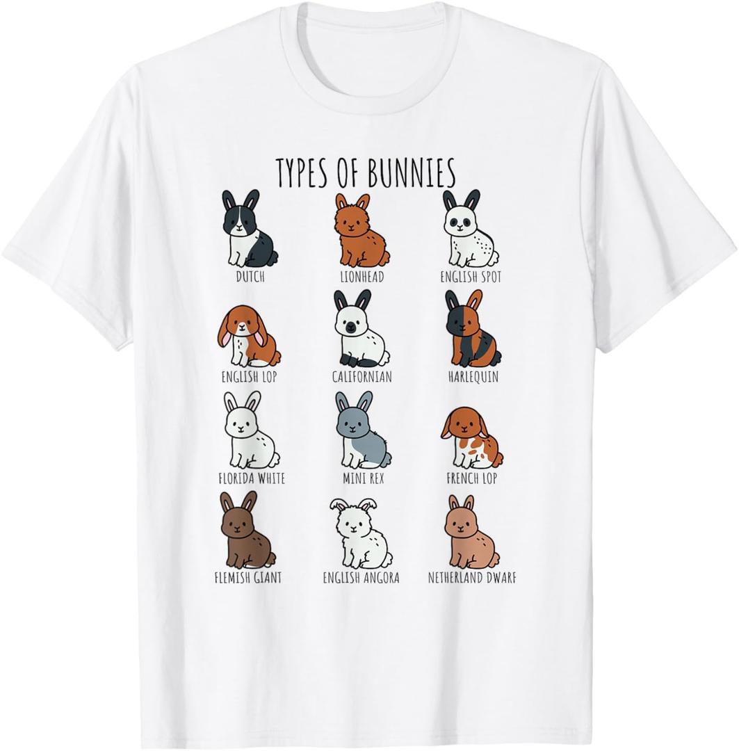 Cute Types of Bunnies Rabbits Breeds Flemish Giant Lionhead T-Shirt
 Large