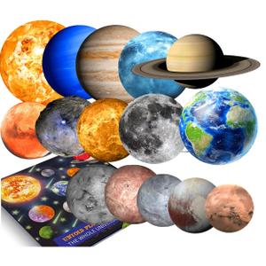 UNTOLD PLANETS 195+PCS Glow in The Dark Planets for Ceiling Decorations, Star Stickers Sun, Moon Pluto Wall Stickers for Kids, Boys Room Decor, Wall Decals Christmas Gift