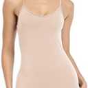 Qaffier Full Slips Dress for Women Adjustable Spaghetti Strap V Neck Under Dress Camisole Mini Slip Dress, M