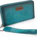 Wrangler Womens Wallet Wristlet Long Purse Designer Clutch Large Capacity Credit Card Holder for Women Men (B-Turquoise)
