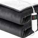 Electric Blanket Heated Throw, Soft Flannel 50"x60" Heating Blanket with 8 Hours Auto Off 10 Fast Heating Levels Machine Washable Sherpa Heated Blanket with Overheating Protection