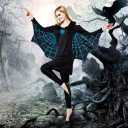 ReneeCho Bat Costume Women Halloween Spider Web Black Blue Wings Dress Tunic Party Dresses (Black, XL)
