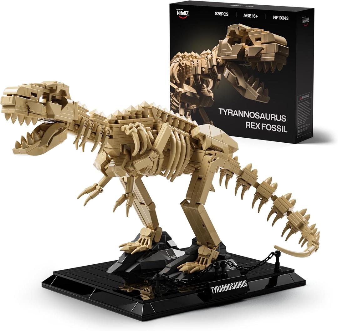 Nifeliz T. Rex Fossils Model Building Set, Tyrannosaurus Rex Dinosaur Skeleton Building Set for Adults, Ideal Gift for Fossils Lovers (826 PCS, NF10343)
