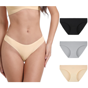INNERSY Seamless Underwear for Women Hipster No Show Bikini Invisible Panties 3-Pack