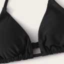MakeMeChic Women's Plus Size Tie Back Triangle Bikini Top Swimwear Black 4XL
