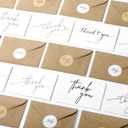 Layneria 100 Bulk Thank You Cards with Kraft Envelopes and stickers - 4 Minimalistic Designs Blank Thank You Notes with Envelopes for business Wedding Bridal Gift Baby Shower Business Graduation