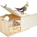 Parakeet Nesting Box Cockatiel Nesting Natural Pine Bird Nest Bird Breeding Box House Acrylic Transparent Bird Box with Detachable Wooden Board for Lovebirds Cockatiel Budgie Conure Parrot L (L(10.6*5.9*5.9inch))