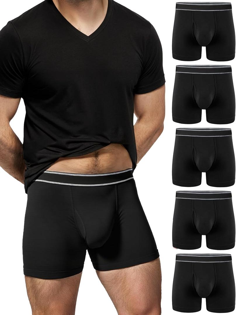 TIICHOO Mens Incontinence Underwear Washable Urinary Leakproof Underwear Cotton Boxer Briefs 100ml Absorbency 5 Pack (3X- Large, Black)