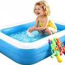 Kids Inflatable Swimming Pool 128x85x45cm BPA-Free Blue White Backyard Outdoor Summer Water Play OD: 50.39 * 33.46 * 17.72inch ; ID：34.65 * 17.72 * 17.72inch