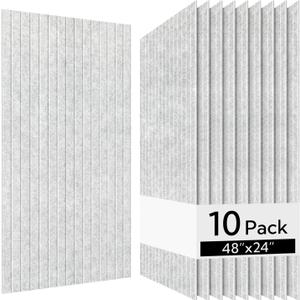 Olanglab Acoustic Wall Panels 10 Pack, 48 x 24 per Acoustic Panels Sound Absorbing, Decorative Sound Panels for Home Studio and Office, Silver Gray