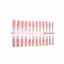 Bow Press on Nails Long Square False Nails with Colorful Rhinestone Design Pink French Tips Fake Nails Glossy Pink Stick on Nail Full Cover Summer Glue on Nail for Women Girls Manicure 24Pcs