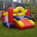 Bounce House, Inflatable Bouncer with Air Blower and Slide, Family Backyard Bouncy Castle with Dart Ball Game, Bouncy House for Kids, 12 ft x 9 ft x 7 ft H