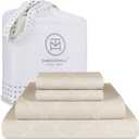 300 Thread Count Jacquard Tradition Light Beige Queen Sheets - 100% Cotton Breathable Silky Soft Damask Sheets - 3 Pc Bed Sheet Set Elasticized Deep Pockets - Wrinkle Free Bedding Sheets by Threadmill