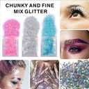 DECOYARDOO Face Jewels Crystal Stickers 12 Sheets, 15g Chunky Mix Glitter