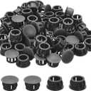 MECCANIXITY 78Pcs Plastic Hole Plugs, 11/16" x 7/16"(DxH) Hole Cover Tubing End Cap for Round Holes(13mm), Table Chair Floor Protector Furniture Cupboard Shelves, Black