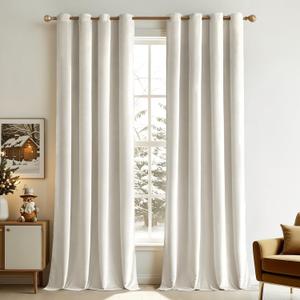 MIULEE Velvet Off White Elegant Grommet Curtains - Thermal Insulated Soundproof Room Darkening Black Out Curtains/Drapes for Classical Living Room Bedroom Decor - 52 x 108 Inch Set of 2 (Ivory)