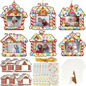 Qyeahkj 36pcs Christmas Gingerbread Crafts for Kids Christmas Frame Hanging Ornament Kits for Kids DIY Gingerbread House Craft Xmas Gingerbreads Crafts for Holiday Party Classroom Activities