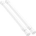 2 Pack Small Tension Rod 12 to 19 Inch Adjustable Tension Curtain Rod Mini Closet Spring Rod No Drilling Short Tension Rods for Windows, Cupboard, Kitchen Cabinets, White