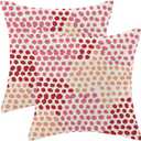 CXMEIFLY Hot Pink Polka Dot Pillow Covers 18x18 Inch Set of 2 Red Coral Outdoor Decor Throw Pillows for Couch Modern Boho Watercolor Aesthetic Decorative Cushion Cases for Home Sofa Bed Decorations