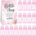 TrelaCo Bottle Chug Baby Shower Game 20 Pcs Baby Bottles Shower Favor with 1 Bear Theme Sign for Gender Reveal Party Supplies Gifts(Transparent Pink)